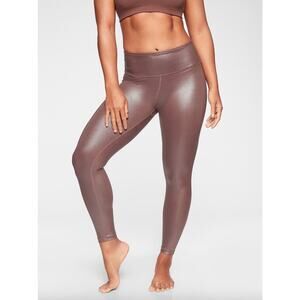 Athleta Elation Shimmer Powervita Leggings In Cinnamon Brown Size Medium